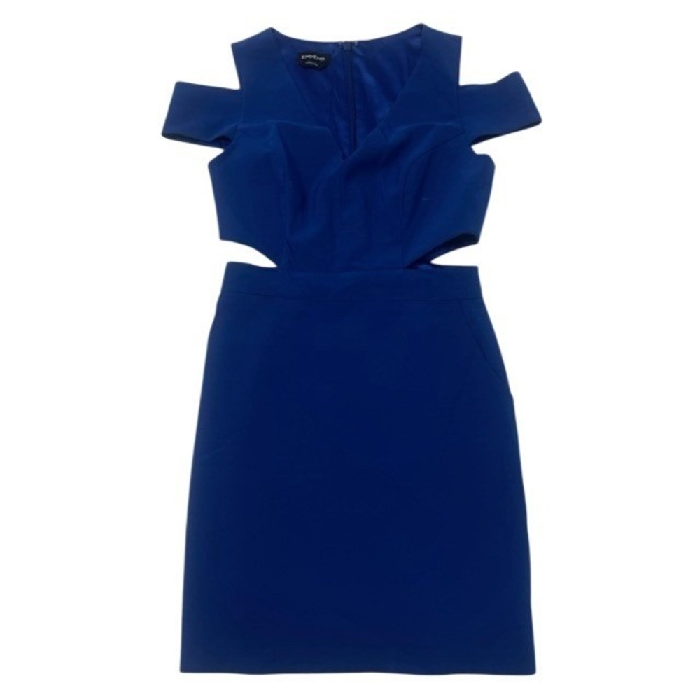 Bebe Royal Blue Cold Shoulder‎ Cutout V-Neck Sheath Mini Dress Size 6